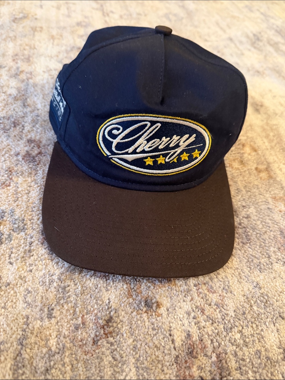 Cherry LA Navy and Brown Baseball Cap with Yellow Embroidery